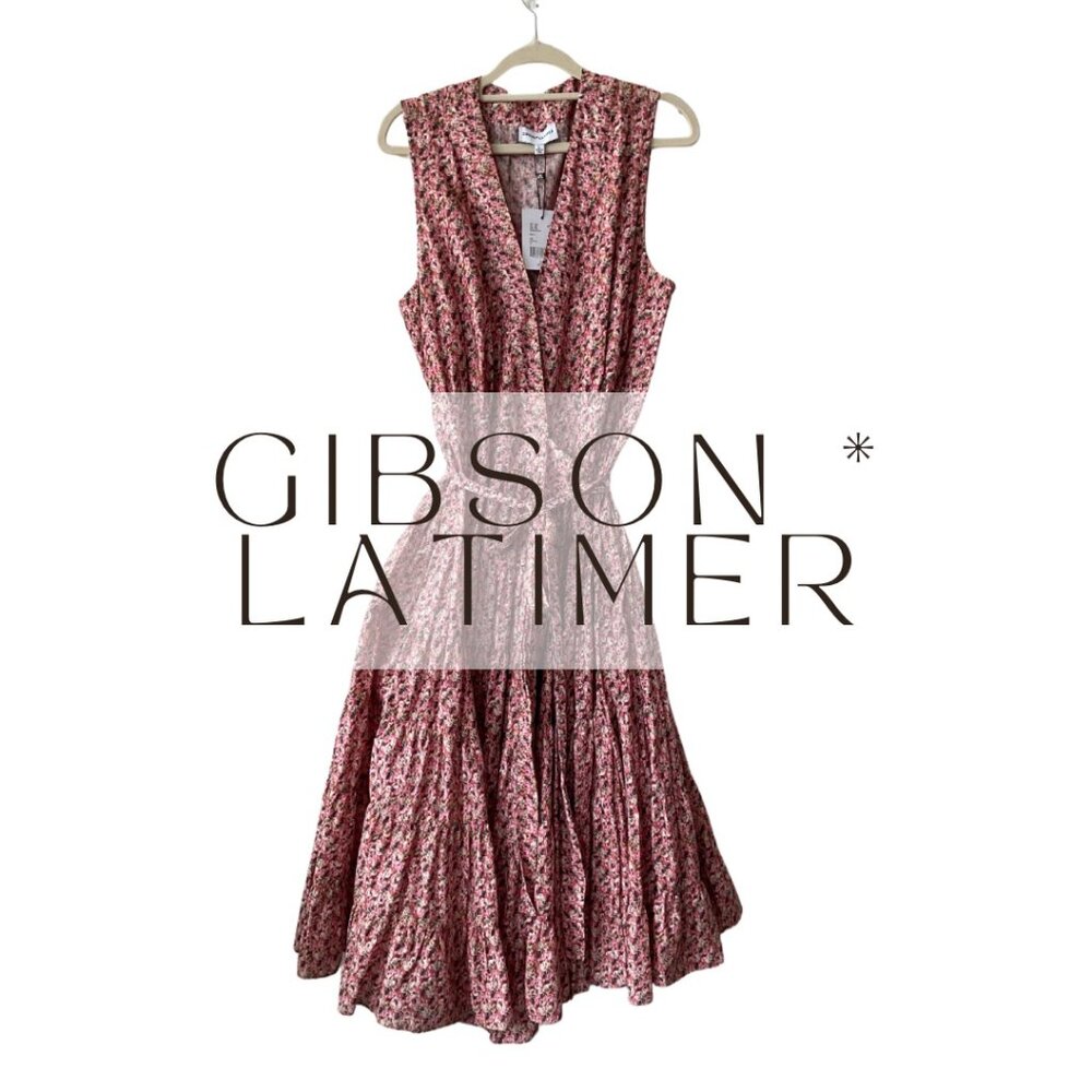 Gibson & Latimer Floral Tiered Midi Dress L